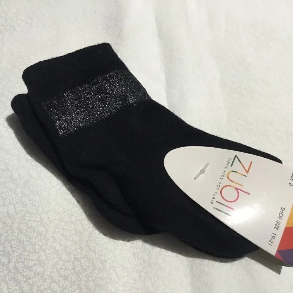 SALE. BUY 5/$10.  NWT. Girls Socks. Sz 0. Black.